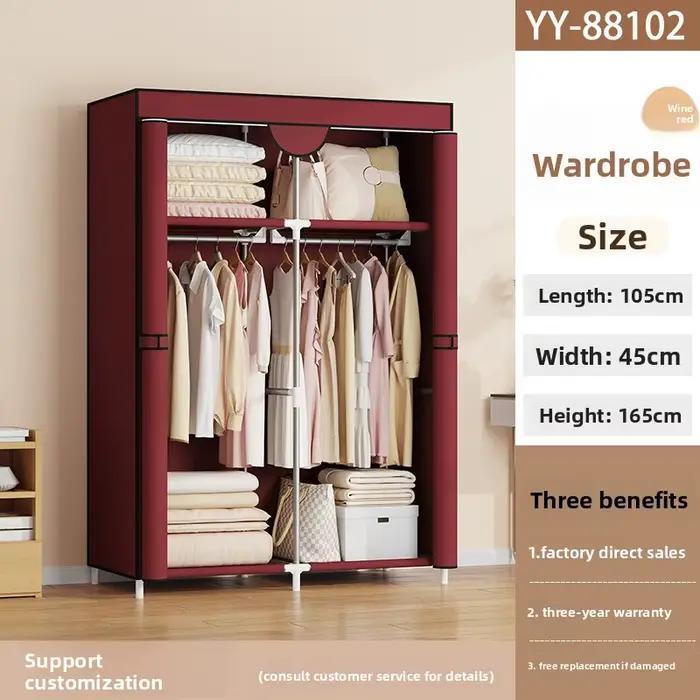 Rangement anti-poussière Chambre à coucher domestique Armoire simple Armoire en tissu entièrement fe