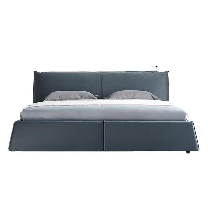 Meubles de chambre à coucher minimalistes italiens, tissu confortable, lit doux, cadre Double King e