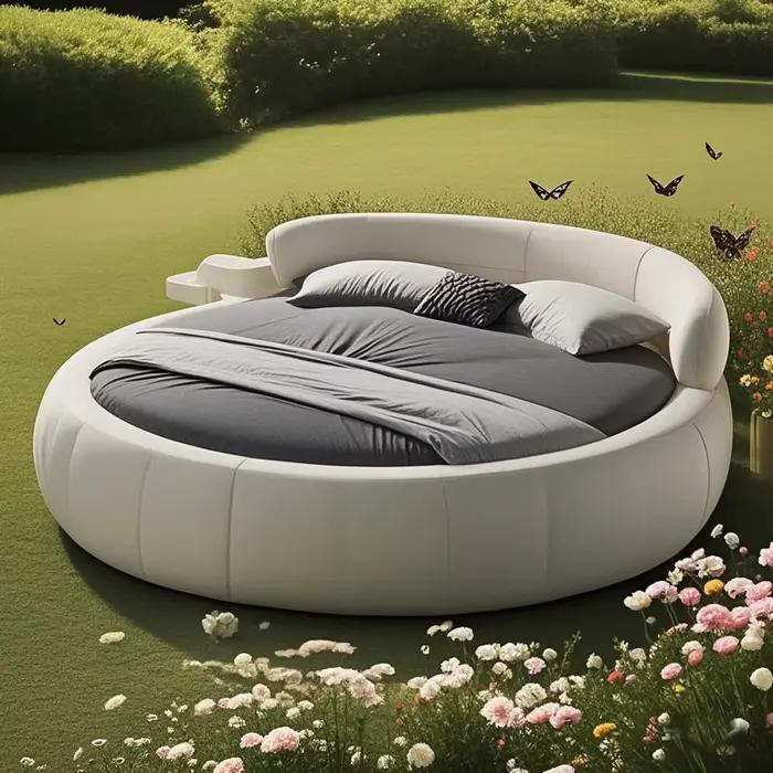 Lit King Size Nordique Noir Sans Matelas, Lit Basse de Luxe pour Hôtel, Tables de Chevet, Cama De Lu