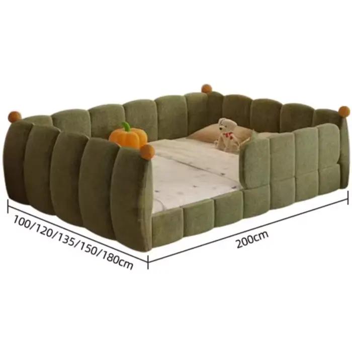 Lit double Queen Size avec tête de lit rembourrée, cadre de lit de luxe minimaliste, meubles uniques