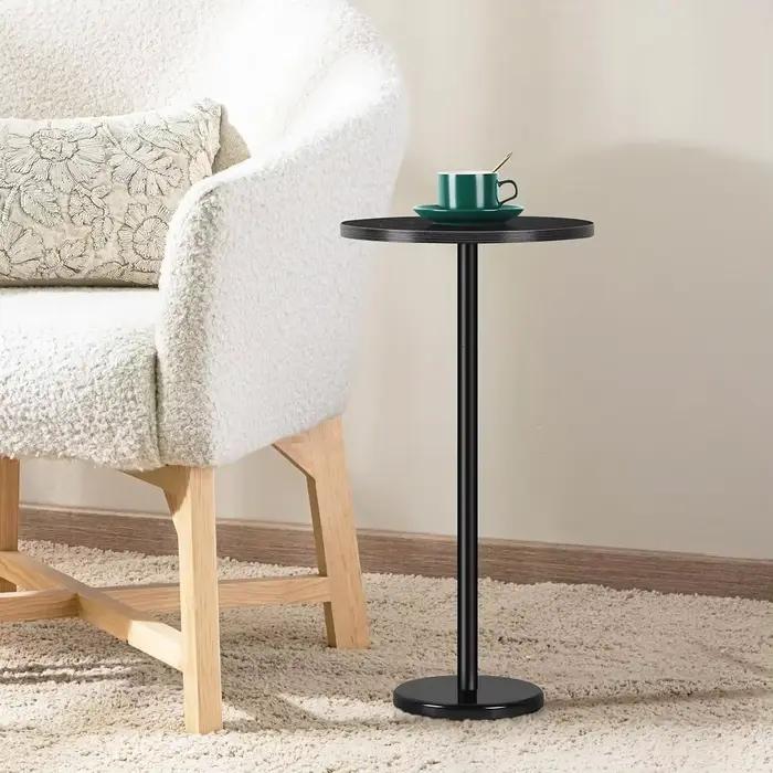 Table d'appoint ronde moderne sur pied en marbre – Petite table de cocktail pour patio, canapé et ch