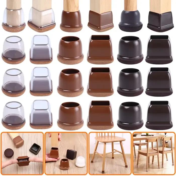 Protecteurs de sol pour pieds de chaise en Silicone TPE, 8 pièces, avec feutre, couvre-pieds de chai