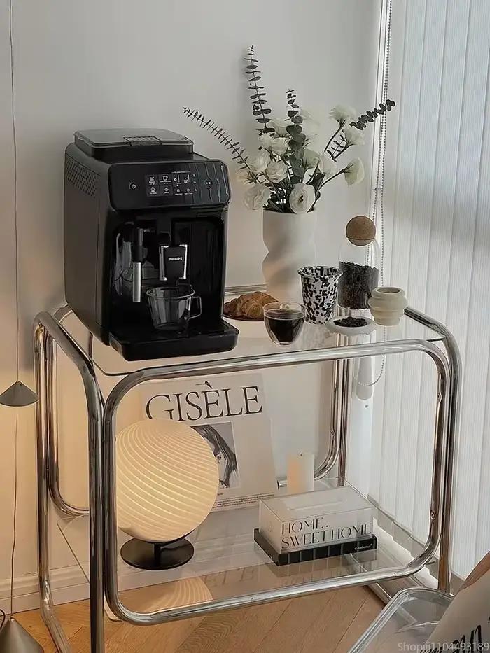 Table de chevet Vintage, quelques canapés créatifs, armoire latérale en verre Transparent, petite Ta