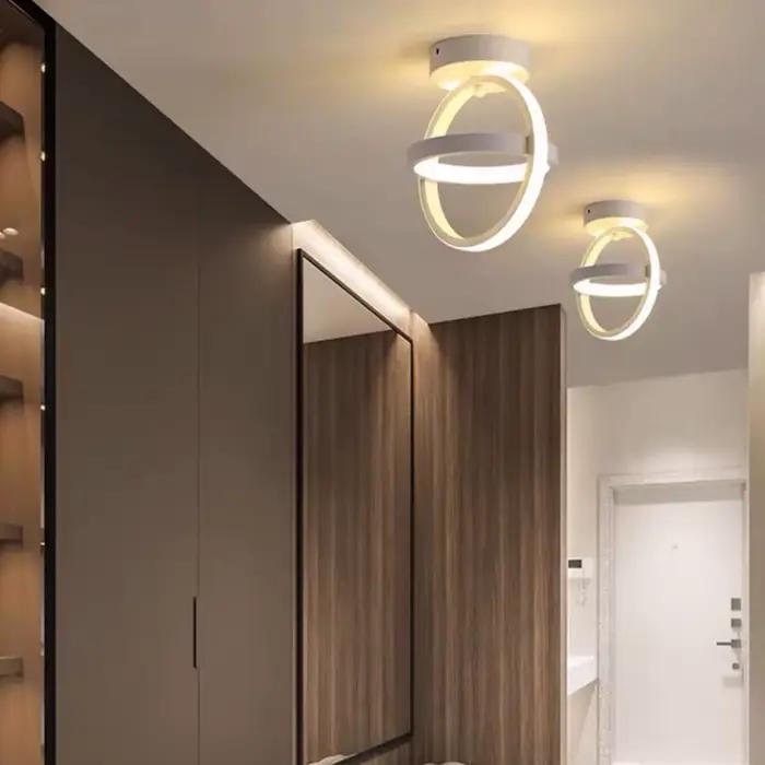 Plafond moderne à LEDs lumière 2 anneaux Design créatif plafonnier luminaires d'intérieur couloir ba