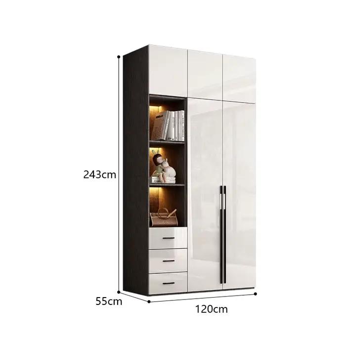 Armoire large blanche de luxe moderne, tiroirs et portes pour vêtements