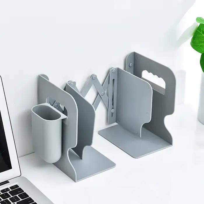 Support de livre rétractable avec porte-stylo, étagère créative pour étudiants, rangement de bureau