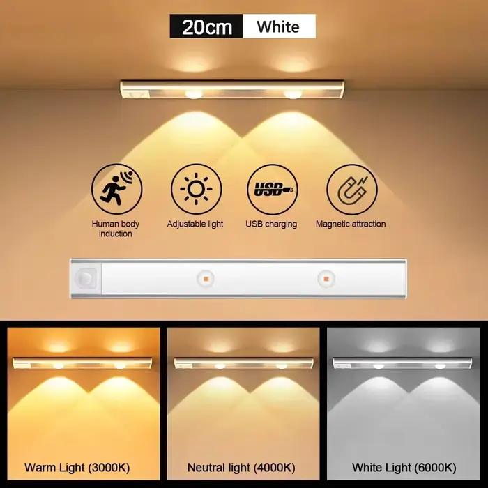 LED armoire veilleuse capteur de mouvement sans fil Ultra mince sous armoire lampe pour cuisine cham