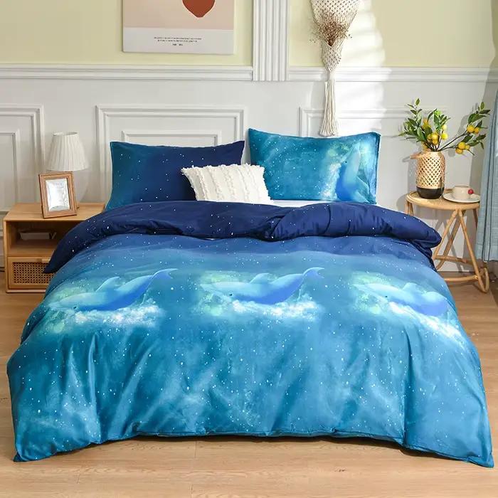 Parure de lit noire et blanche pour lit double, housse de couette simple avec taie d'oreiller, reine