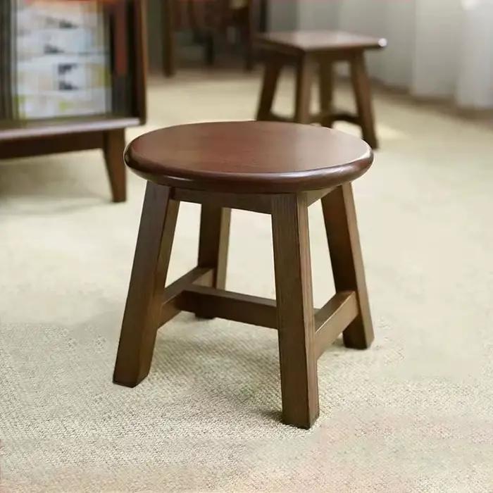 Petit tabouret chinois moderne en bois massif de couleur noyer, tabourets à langer pour chaussures d