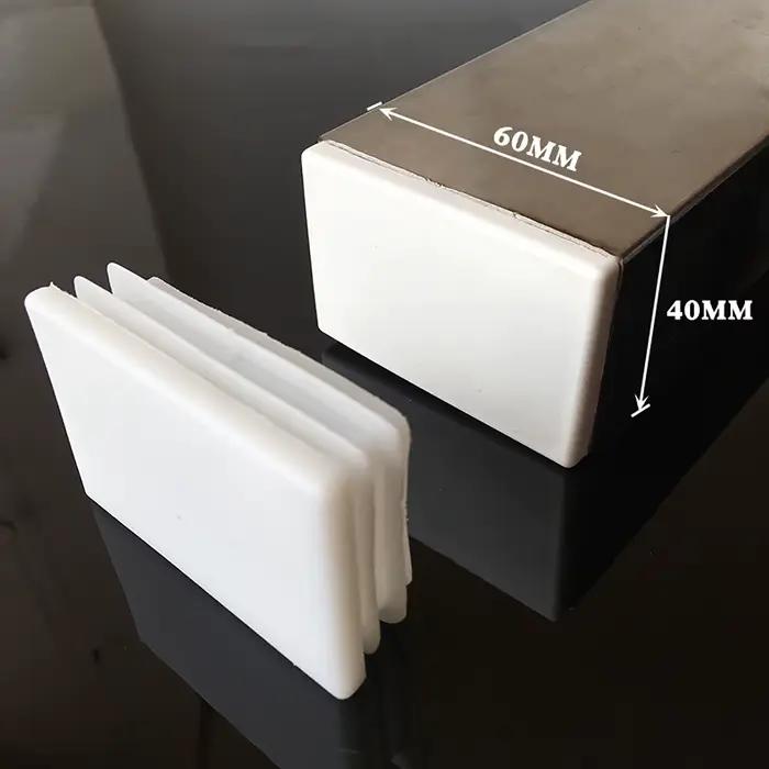 Embout d'obturation en plastique blanc, Inserts de tuyaux rectangulaires, bouchon étanche, pieds de