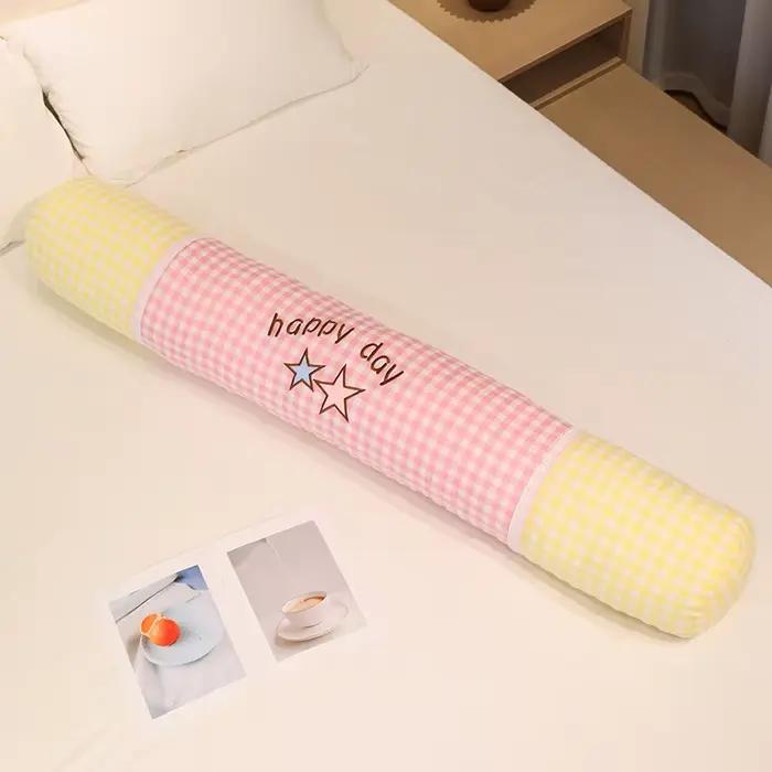 Coussin corporel cylindrique à carreaux pour dormeurs latéraux, coussin long pour les jambes, doux e