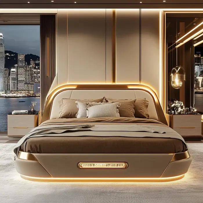 Cadre de lit King Size Chic, Design de luxe, parfait, moderne, beaux Styles de meubles européens, dé