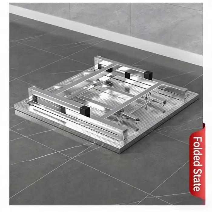 Table pliante en acier inoxydable, table à manger carrée pour la maison, portable pour l'extérieur,