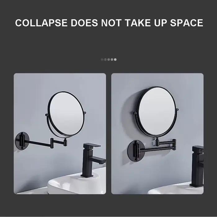 Miroir Circulaire Double Face Rétractable avec Cadre localité ou Noir, Rotation Résistante à 360 °,