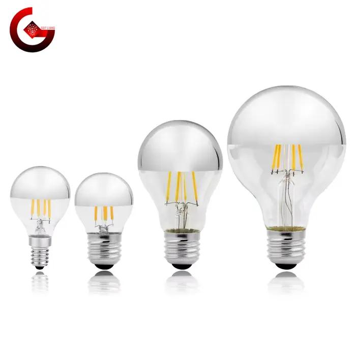 Miroir argent rétro Edison ampoule LED E14 E27 4W G45 A60 ST64 G80 G95 Vintage Filament Lampada lamp