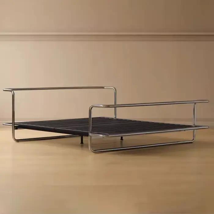 Cadre de lit Queen moderne 157/187*207*69cm, en fer et acier, lit en métal, meubles de chambre à cou