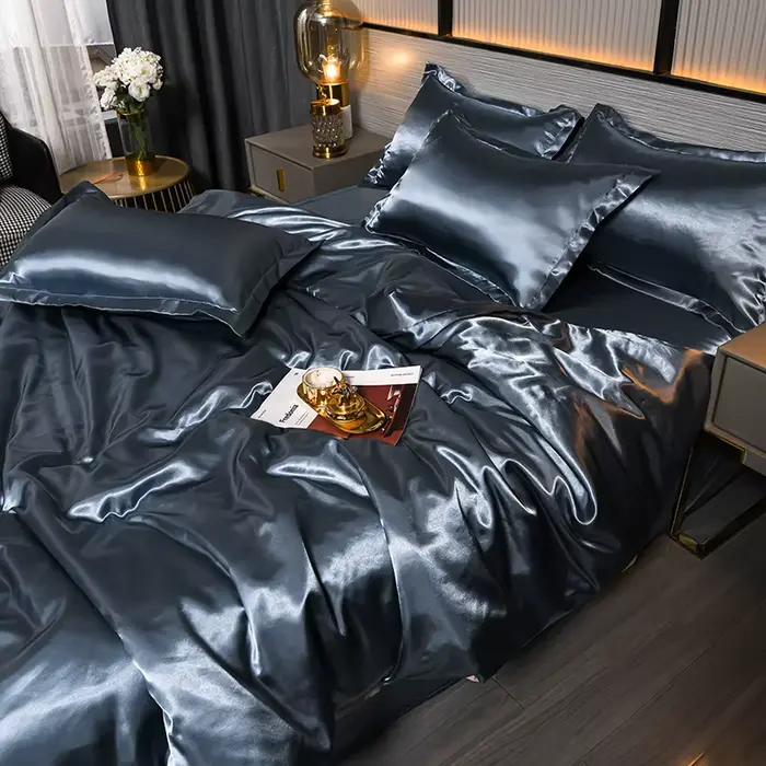 Parure de lit de luxe en mélange soyeux de mûrier, ensemble de housse de couette en Satin haut de ga