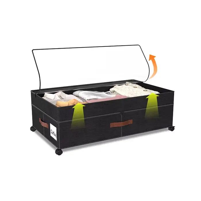 Conteneurs de rangement sous le lit avec roulettes, organisateurs de placard, rangement réglable sou