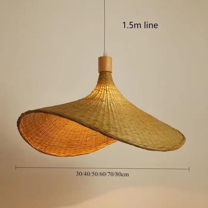 Lampe suspendue en bambou, cordon de lumière suspendu en rotin, panier à intensité variable, abat-jo