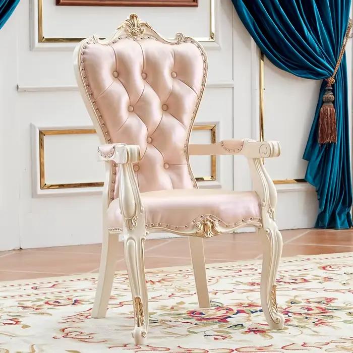 Chaise de salle à manger européenne en bois massif, trône paresseux de princesse, chaise longue de l