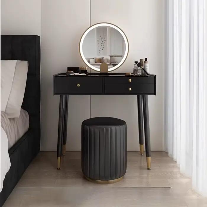 Table de vanité de luxe élégante, Glam créatif, Design Simple, rangement, coiffeuse de chambre à cou