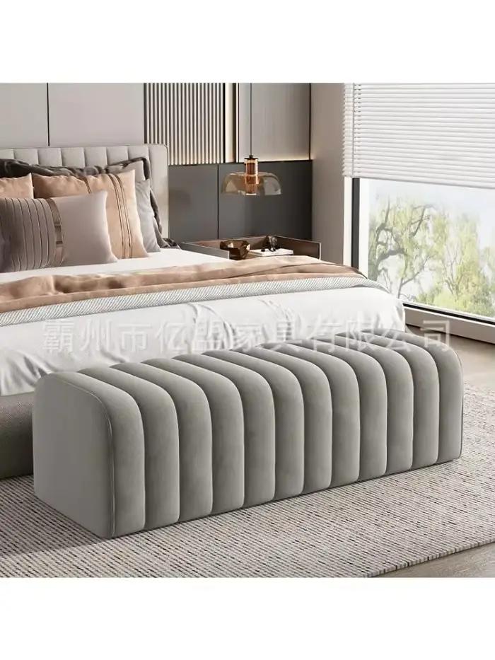 Banc de lit moderne, tabouret de chambre à coucher, Long rangement rembourré, pouf polyvalent, pour