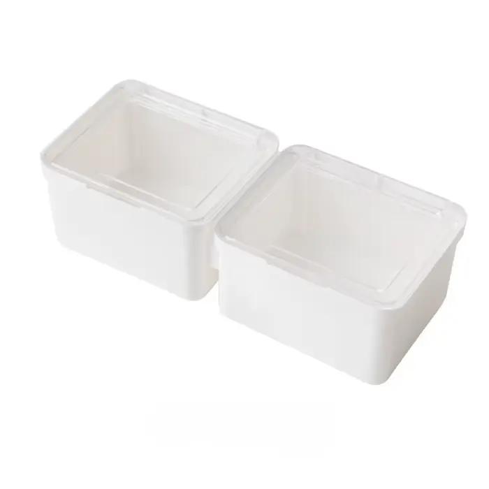 Boîte de rangement à couvercle Transparent à Double ouverture, conteneur organisateur polyvalent pou