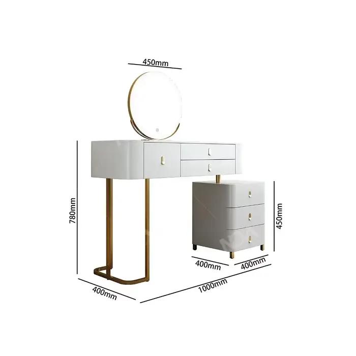 # Ensemble de Table de vanité de maquillage blanc moderne, avec miroir intelligent, dessus en ardois