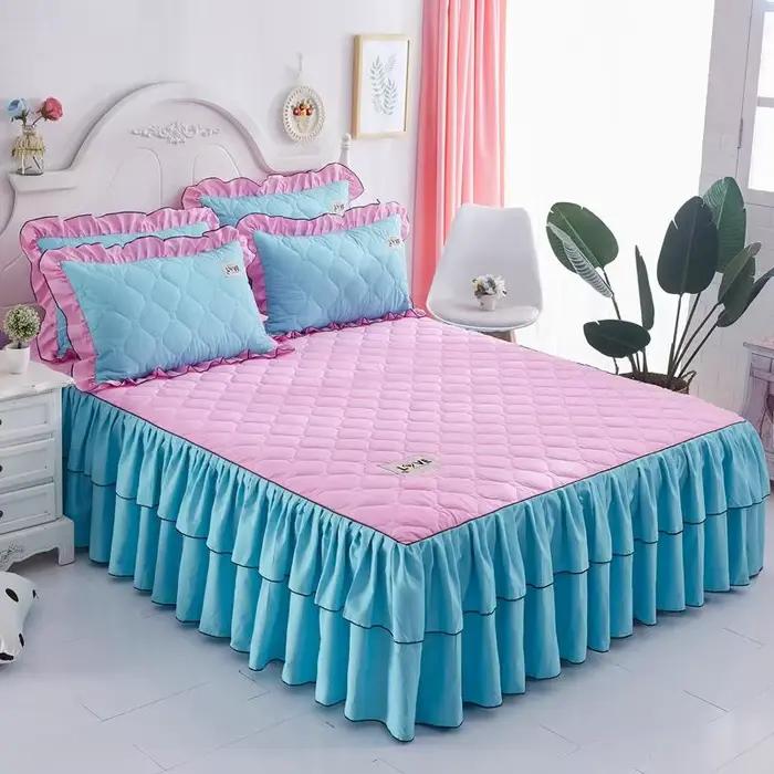 Housse de matelas de luxe pour Couple, jupe à volants, couette élastique, couvre-lit simple et Doubl