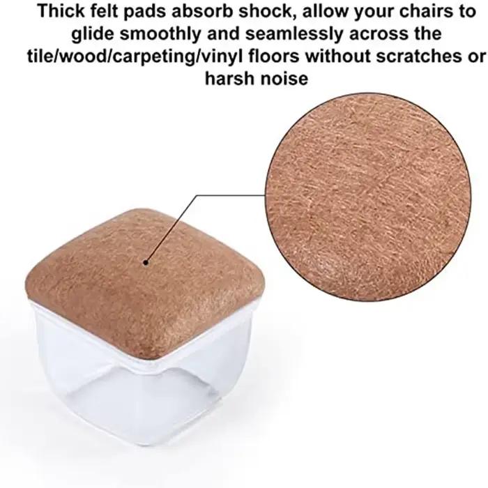 Protecteurs de sol pour pieds de chaise en Silicone TPE, 8 pièces, avec feutre, couvre-pieds de chai
