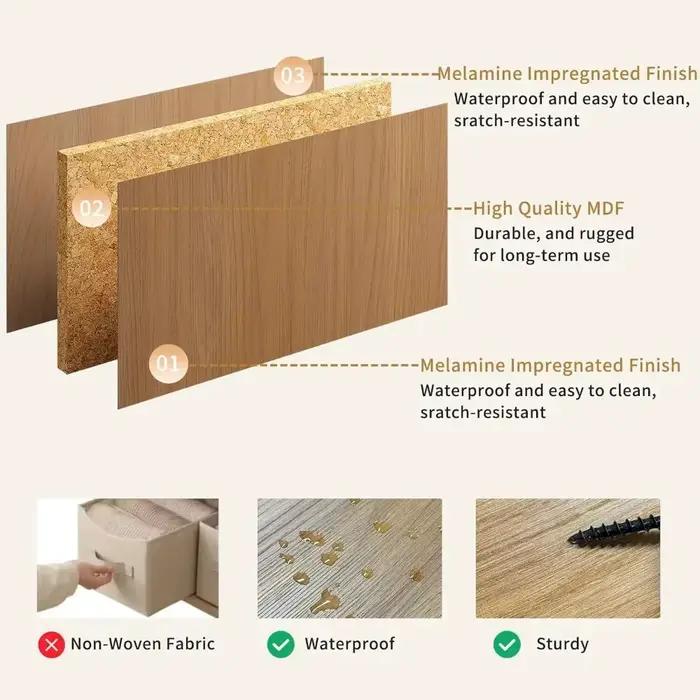 Commode à 9 tiroirs pour chambre à coucher avec tiroirs profonds, commode en bois de 63 pouces de la