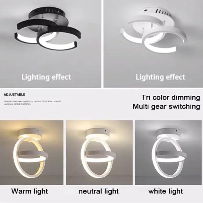 Plafond moderne à LEDs lumière 2 anneaux Design créatif plafonnier luminaires d'intérieur couloir ba