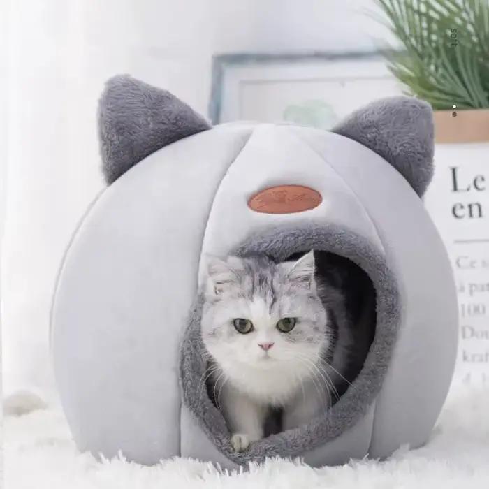 Lit pour chat semi-fermé tendance et confortable, tente pour animaux de compagnie, nid douillet, ada