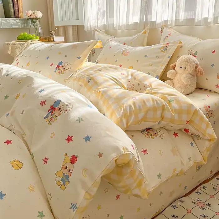 Ensemble de housse de couette 100% coton, ensemble de literie mignon de dessin animé, 1 housse de co