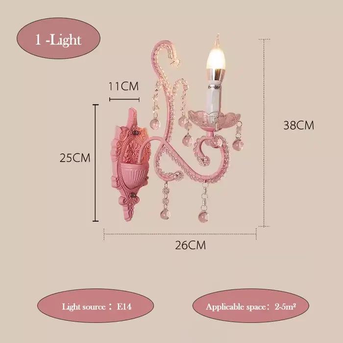Lampes murales en cristal rose chambre de princesse fille chambre lampe de chevet chaud romantique s