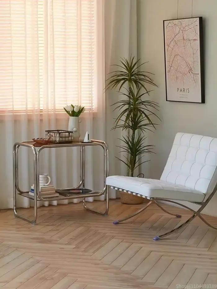 Table de chevet Vintage, quelques canapés créatifs, armoire latérale en verre Transparent, petite Ta