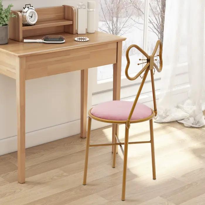 Chaise de vanité moderne avec nœud papillon, tabouret de vanité, coussin en velours, chaise de maqui