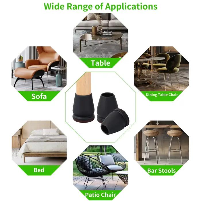 Coussinets de pieds de chaise en silicone coordonnants, capuchons de pieds de chaise en feutre, prot