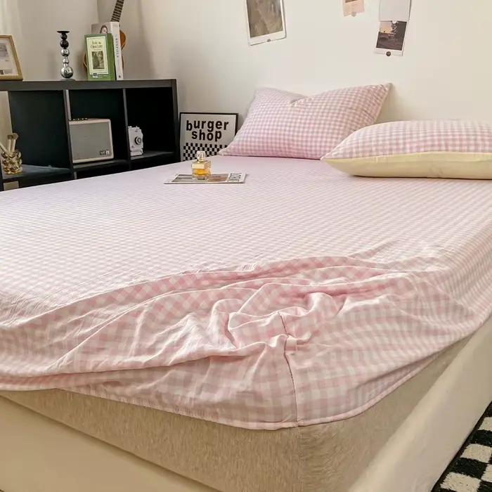 Drap-housse de Style à carreaux, couvre-lit élastique doux pour la peau, pour filles et garçons, cou