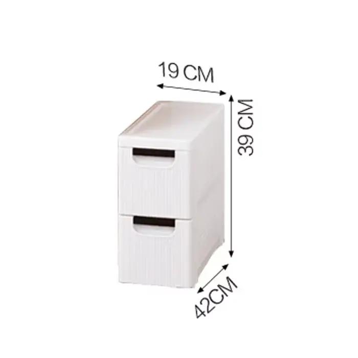 Petite armoire de sol d'angle de salle de bain blanche avec roulettes, tiroirs étroits en plastique