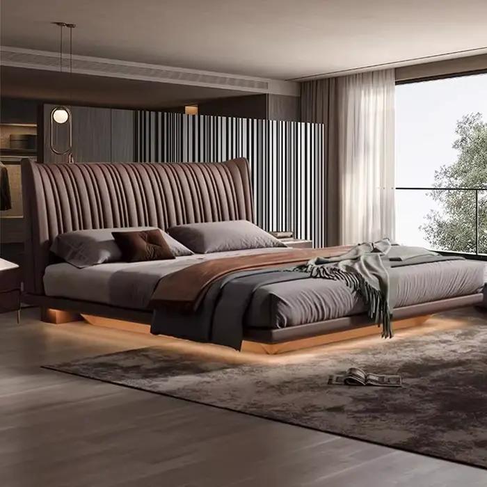 Tête de lit Double en cuir Composite italien 180x200cm, cadre de lit Double de luxe, chambre princip