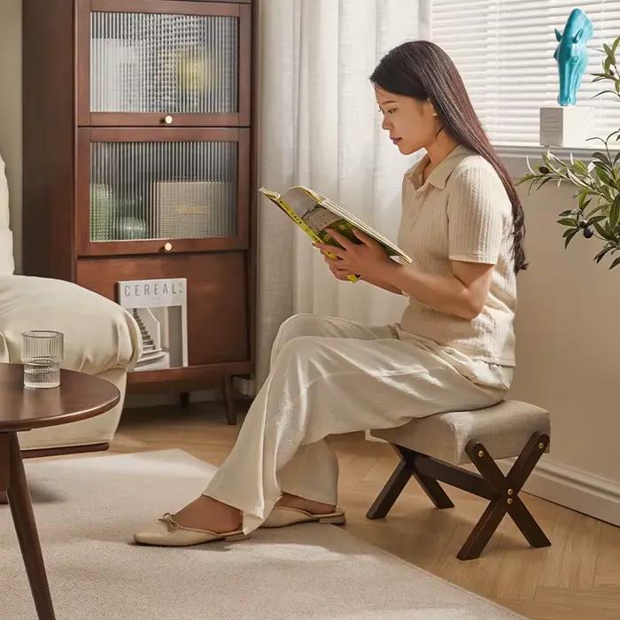 Repose-pieds en bois massif, banc à chaussures doux pour la maison, tabouret de porte, petit banc de