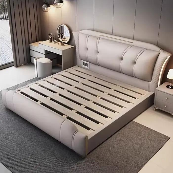 Tables de chevet de luxe pour chambre à coucher, Support de jambe nordique, cadres de lit de rangeme