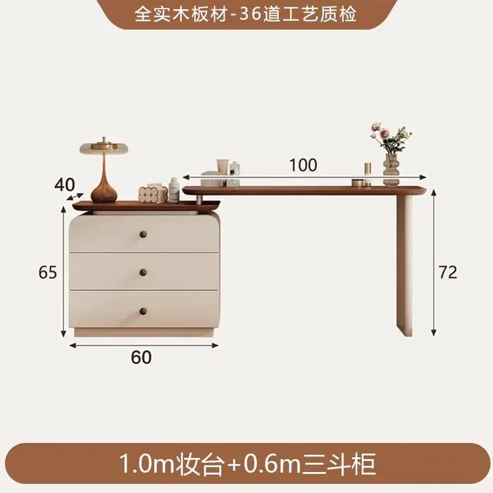 Coiffeuse de chambre à six tiroirs avec miroir lumineux et tabouret, meuble de rangement pour maquil