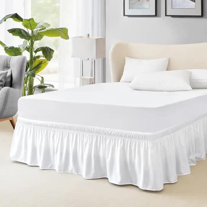 Jupe de lit à volants anti-poussière de 14 pouces, trois côtés en microfibre enveloppants avec élast