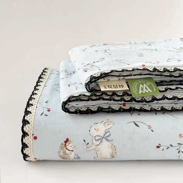 Drap plat ultra doux super mignon, taie d'oreiller respirante, drap supérieur, facile d'entretien, l