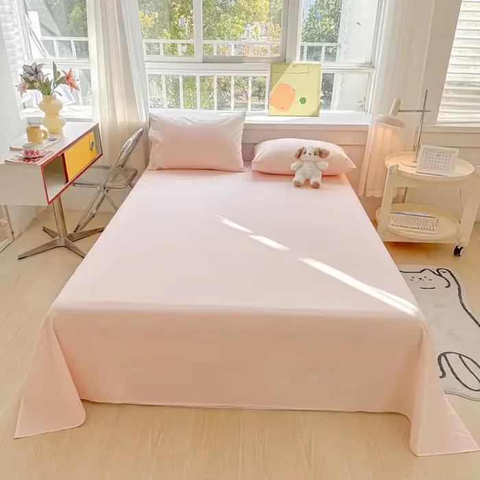 Drap de Lit en Coton Lavé 100% Biologique, Tissage Basique en Percale, Doux, Respirant, Écologique,