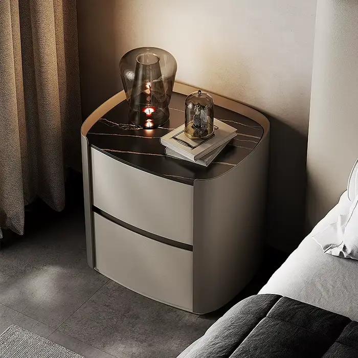 Table de chevet élégante et simple, style italien moderne avec rangement, meuble de chambre à couche