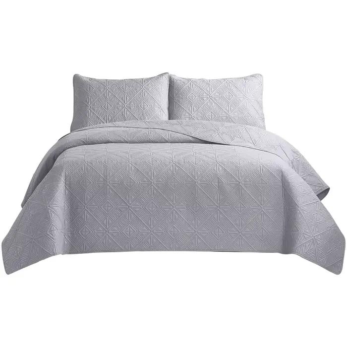 Ensemble de literie Queen Size 3 pièces, couvre-lit et couvre-lit matelassé ultrasonique 220x240cm,