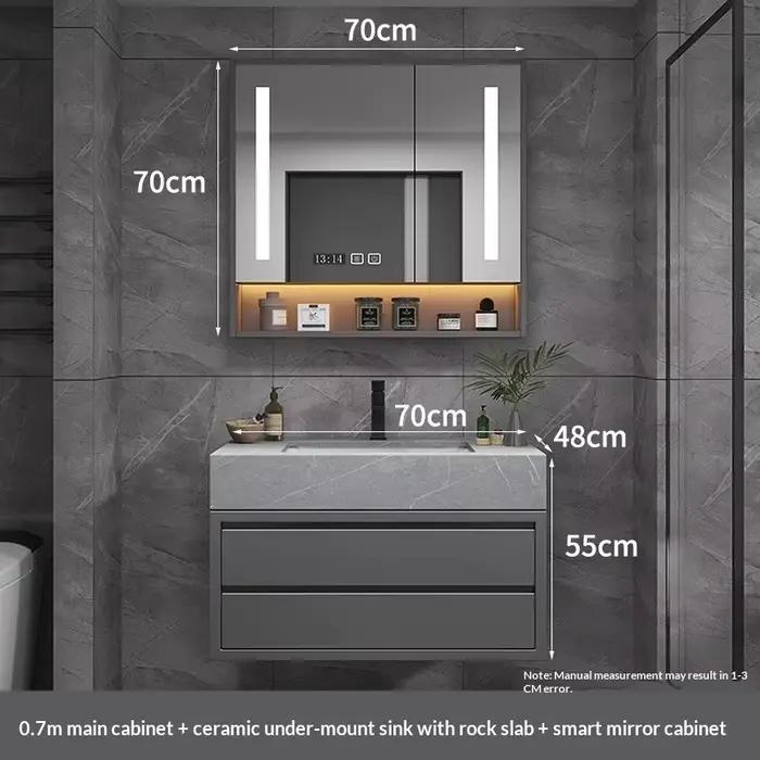Armoire de salle de bain à étagères craquelées, avec lavabo inclus et armoires bon marché en offre,